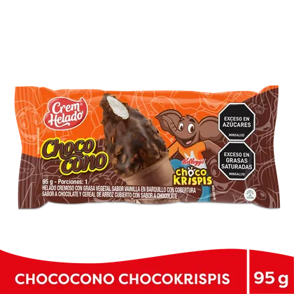 Empaque oficial naranja de Chococono Chocokrispis Crem Helado.
