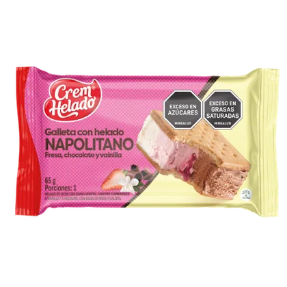 Empaque oficial de Galleta con Helado Napolitano Crem Helado.