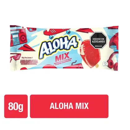 Empaque oficial de Paleta Aloha Mix de frutos rojos.