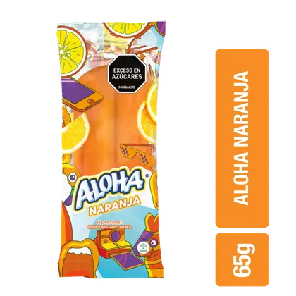 Empaque oficial de Paleta Aloha Naranja Crem Helado.