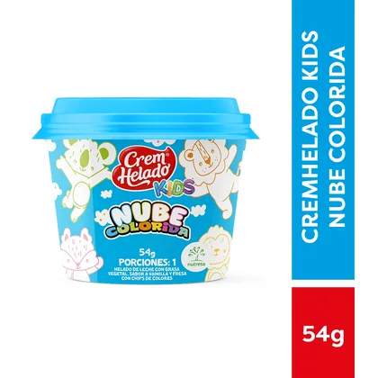 Presentación oficial azul de Vaso Kids Nube Colorida Crem Helado.
